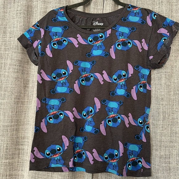Disney Lilo & Stitch Juniors Repeating Stitch Character Graphic T-Shirt - Picture 4 of 5